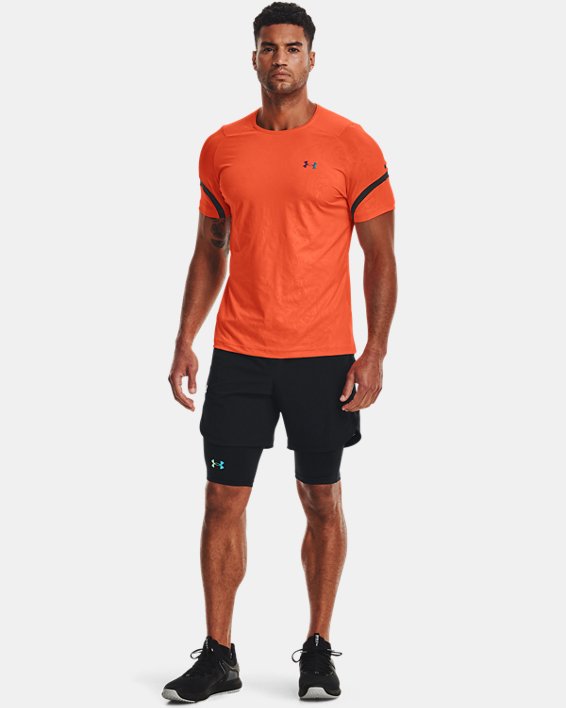 Men's UA RUSH™ 2.0 Emboss Short Sleeve, Orange, pdpMainDesktop image number 3